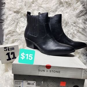 Sun + Stone Black Ankle Boots